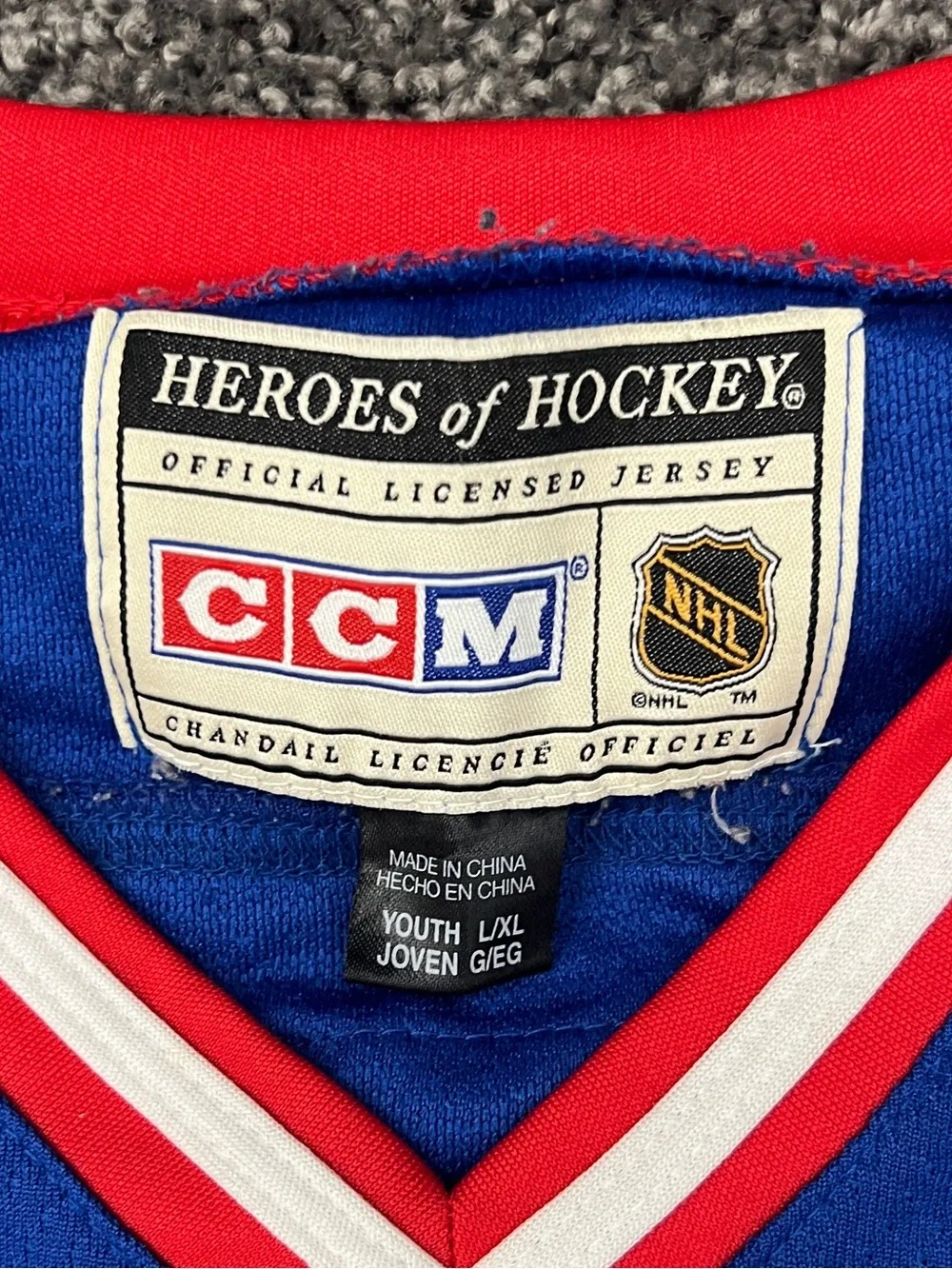 CCM New York Rangers Mark Messier Jersey Youth L/XL Heroes Of Hockey Blue Red